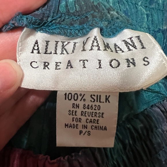 Vintage Aliki Yamani Creations Silk Water Print Long Skirt Small Art to Wear - Picture 5 of 6